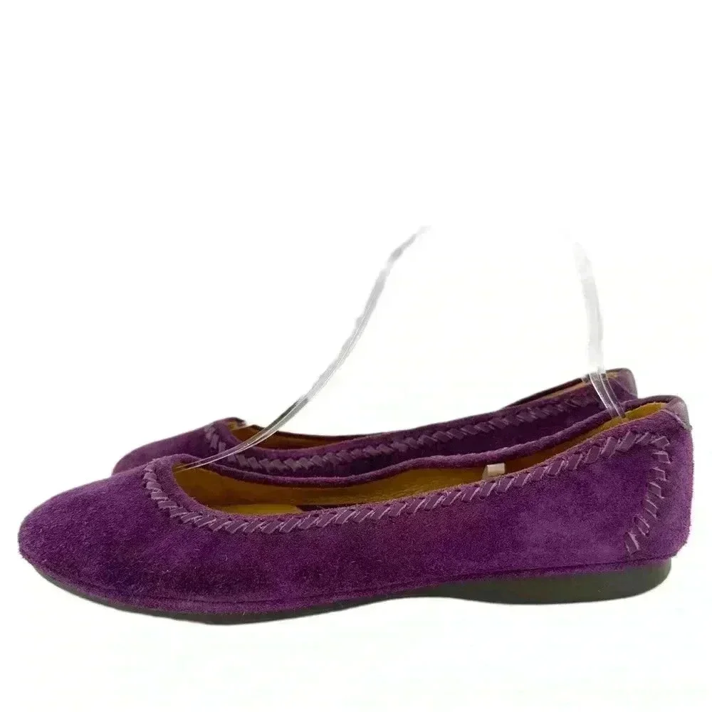 Bussola womens Inca flats size 37 purple suede ballet